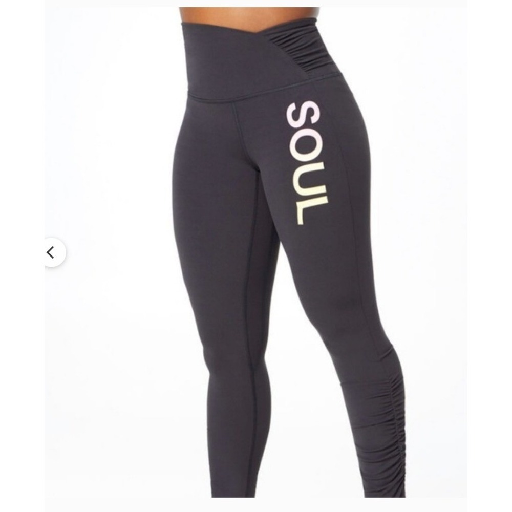 LuLuLemon SoulCycle Leggings Women Small Black Excellent Ruched‎ Crossover